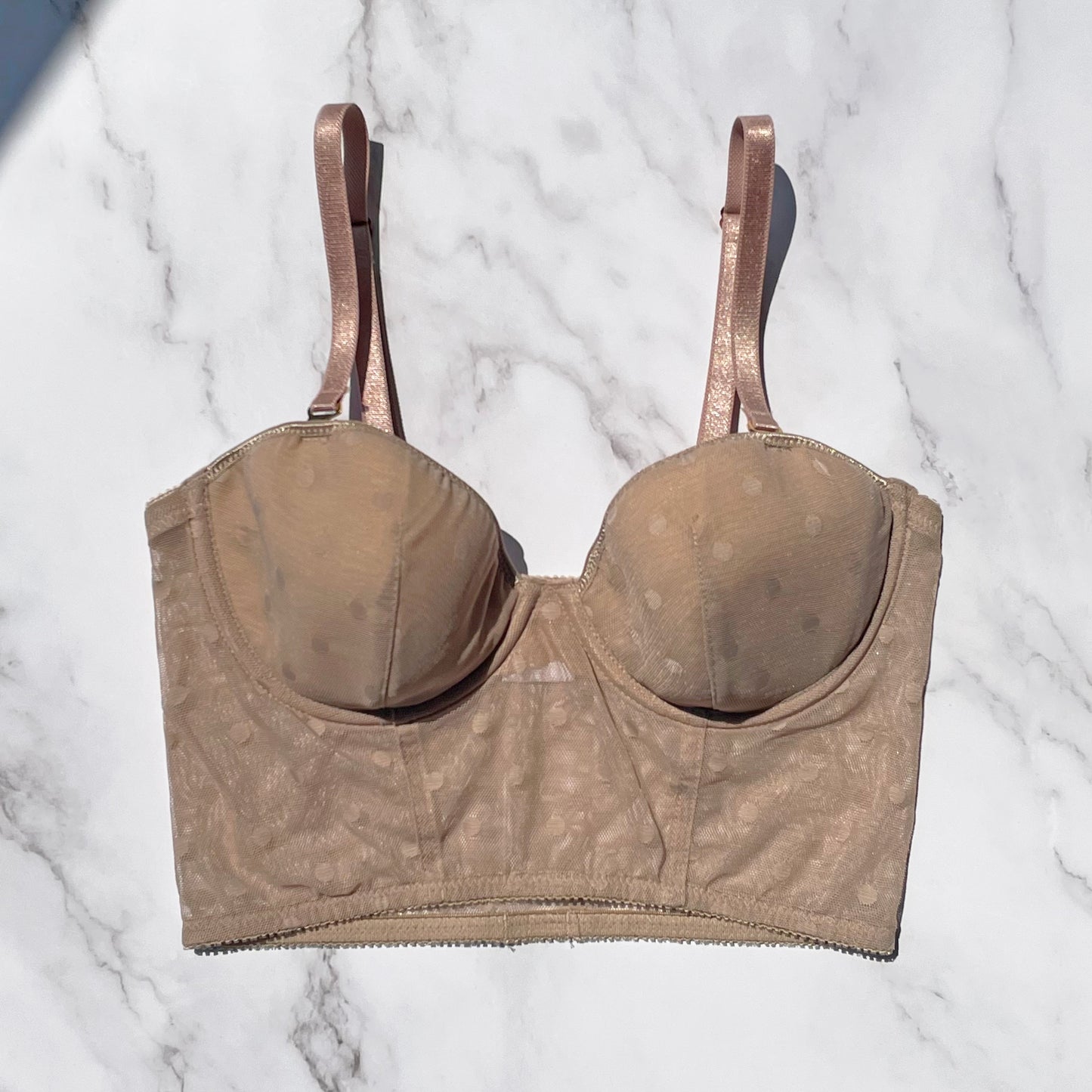 Dot Strapless Bra｜Beige