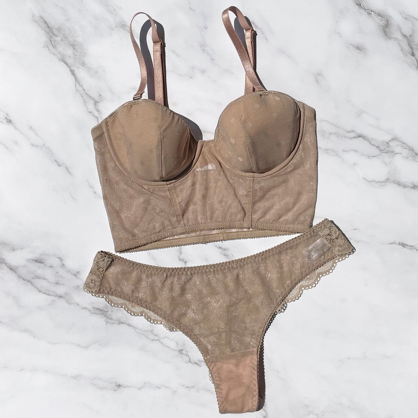 Dot Strapless Bra｜Beige