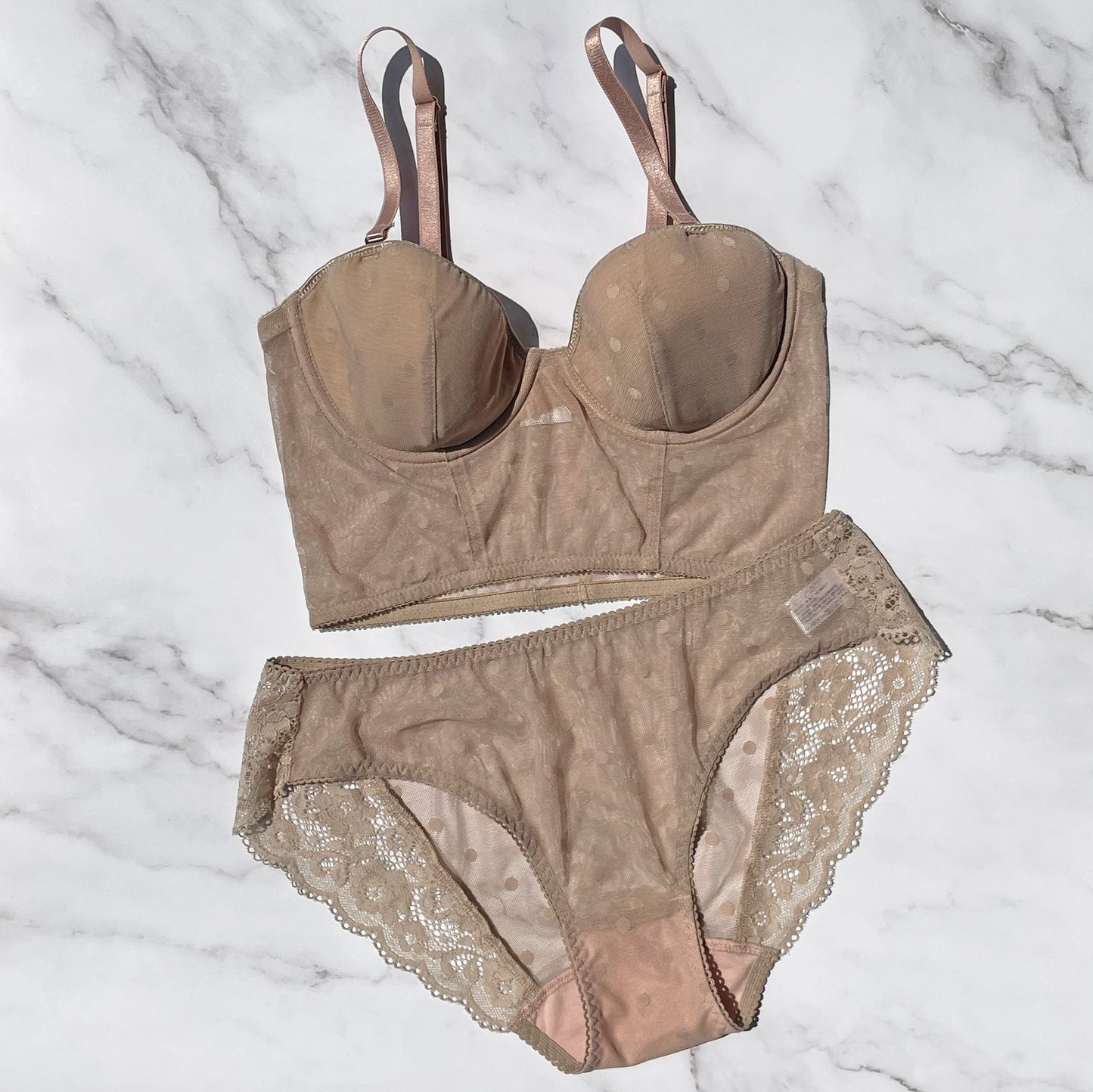 Dot Strapless Bra｜Beige