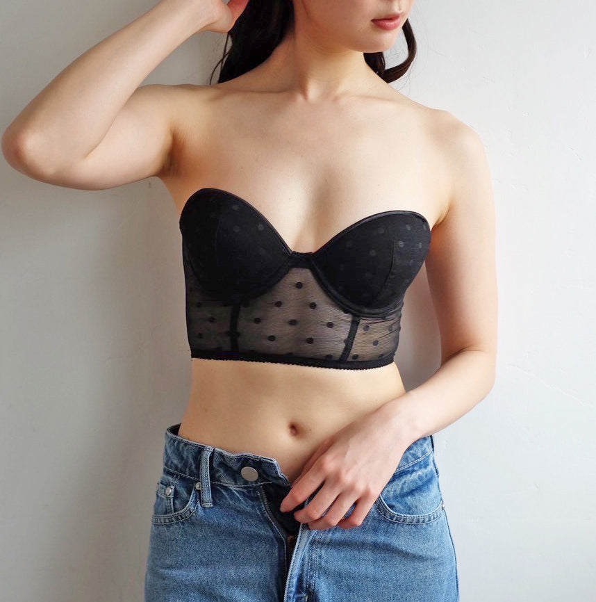 Dot Strapless Bra｜Beige