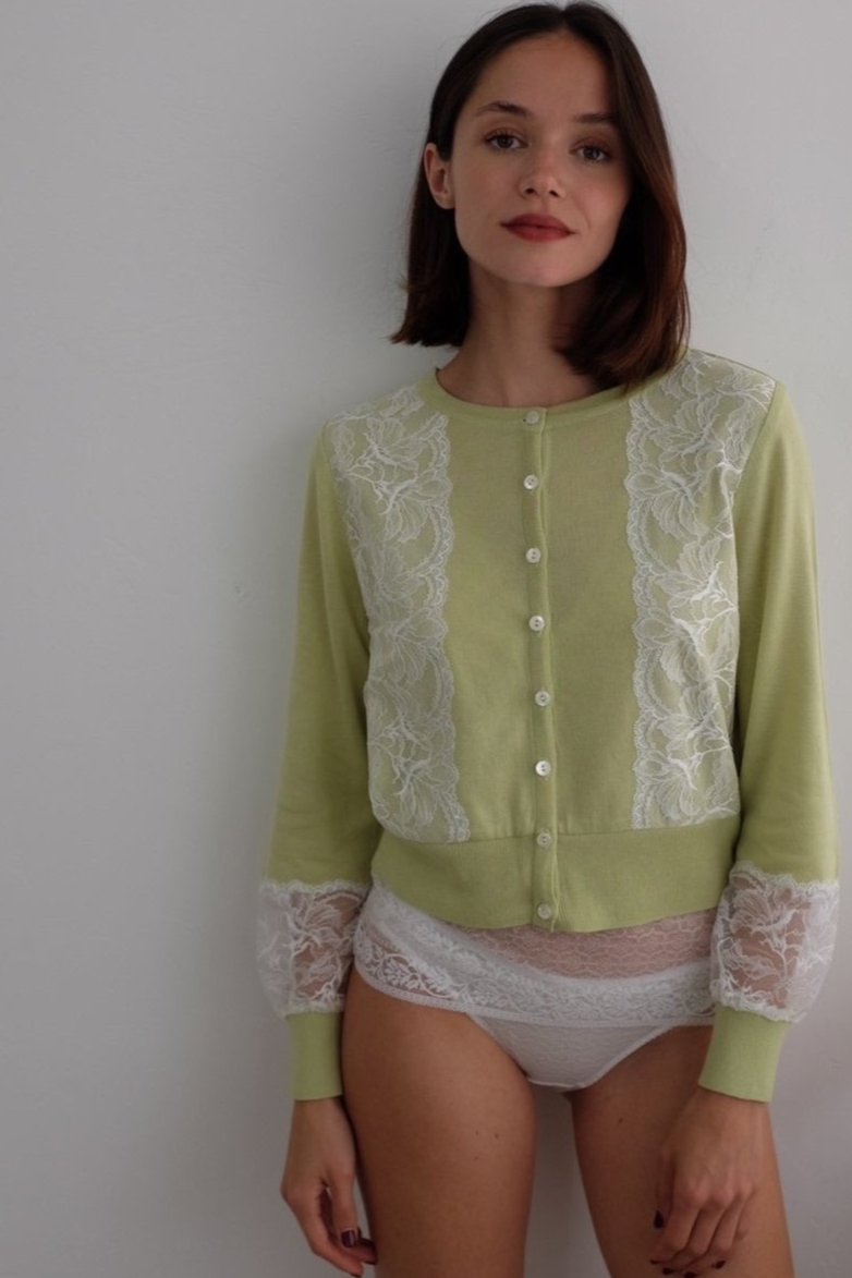 Lila Honey Lime Green- Knit Cardigan