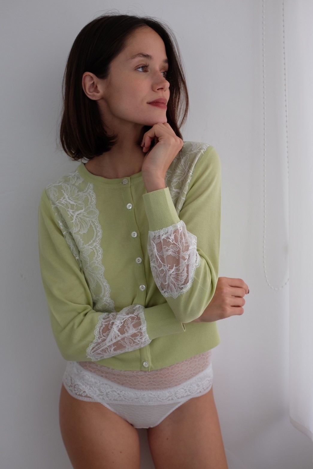 Lila Honey Lime Green- Knit Cardigan