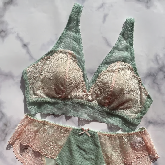 SALE Floral Mint Green Bralette