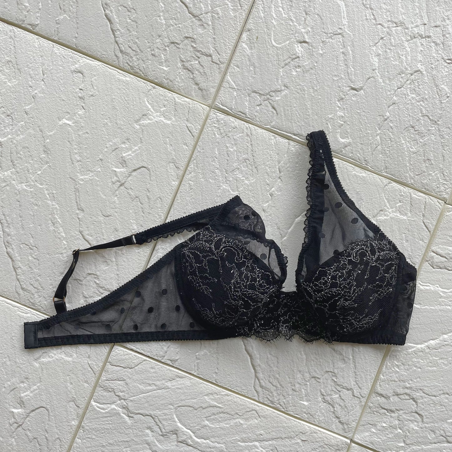 Polka Dot Black Underwire Bra